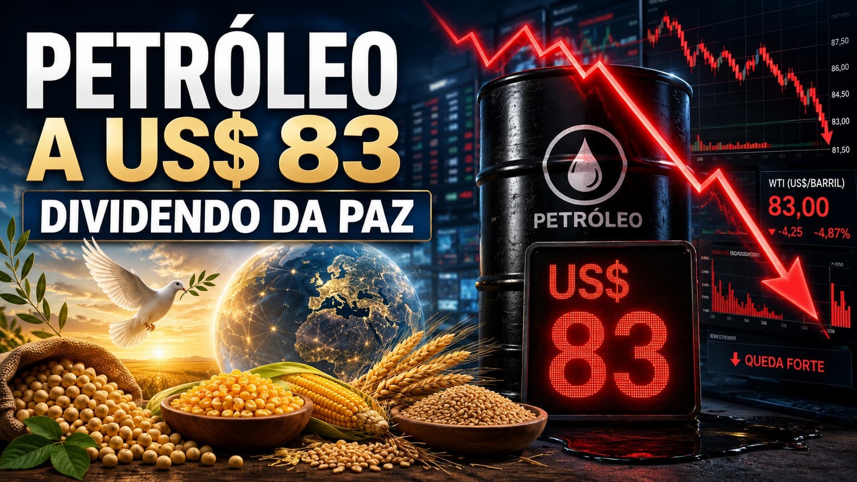 O dividendo da paz e o tombo do petróleo a US$ 83 nesta segunda-feira