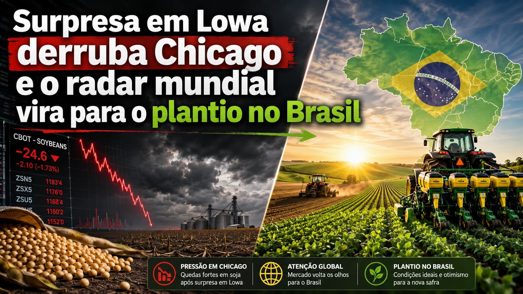 Surpresa em Lowa derruba Chicago e o radar mundial vira para o plantio no Brasil