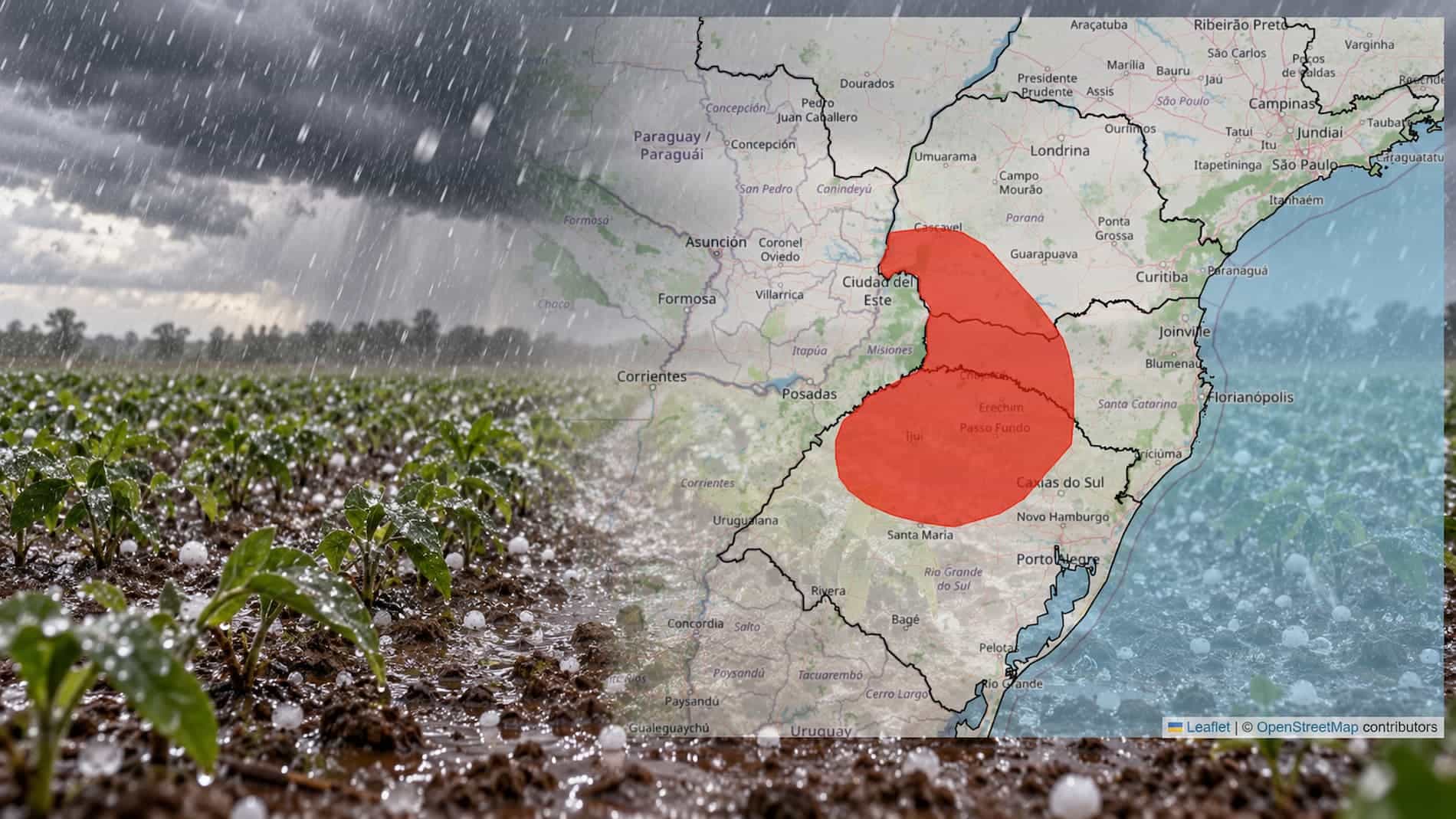 Alerta vermelho do Inmet prevê ventos acima de 100 km/h e risco às lavouras no Sul