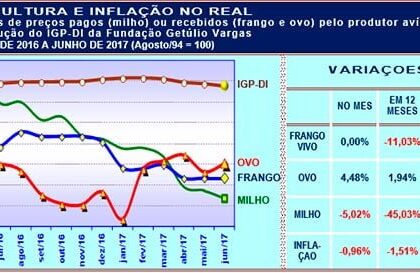 Frango, ovo, milho e inflação em junho de 2017