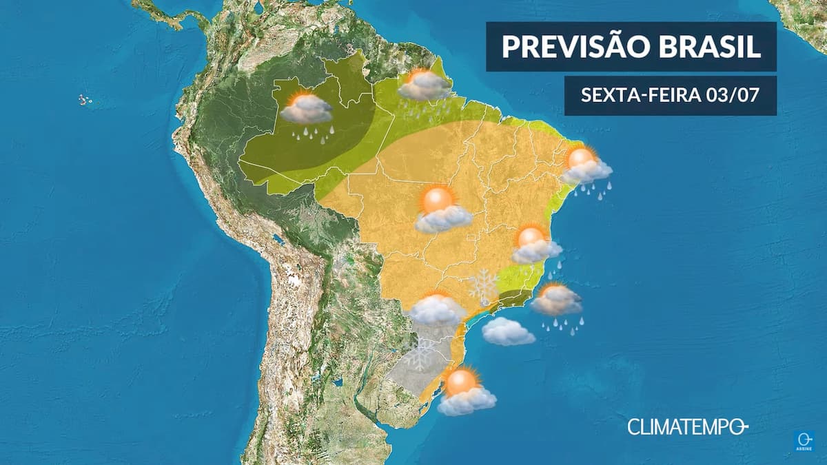 CLIMATEMPO 03 de julho, veja a previsão do tempo no Brasil