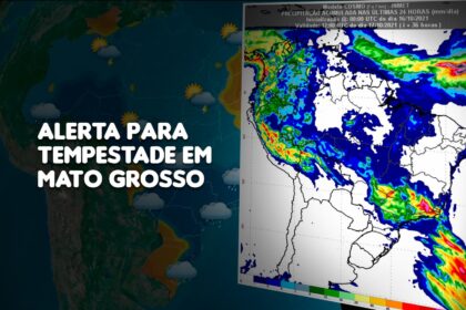 INMET alerta sobre tempestade, ventos fortes e granizo para 73 municípios em MT