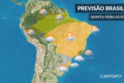 CLIMATEMPO 02 de julho, veja a previsão do tempo nesta quinta-feira