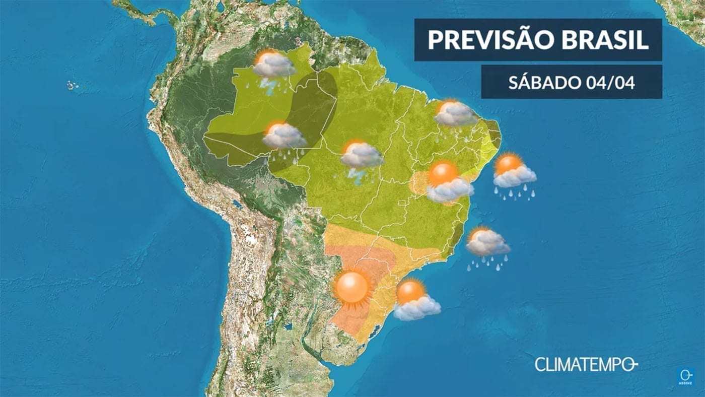 CLIMATEMPO 04 de abril, veja a previsão do tempo em todo o Brasil