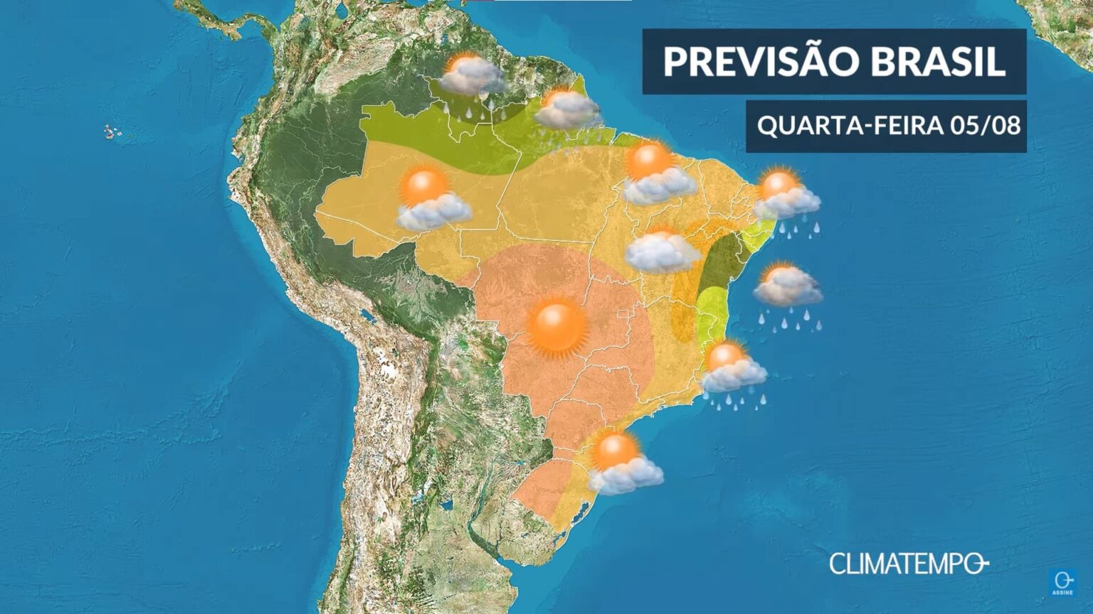 CLIMATEMPO 05 de agosto, veja a previsão do tempo no Brasil