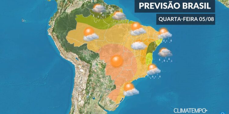 CLIMATEMPO 05 de agosto, veja a previsão do tempo no Brasil