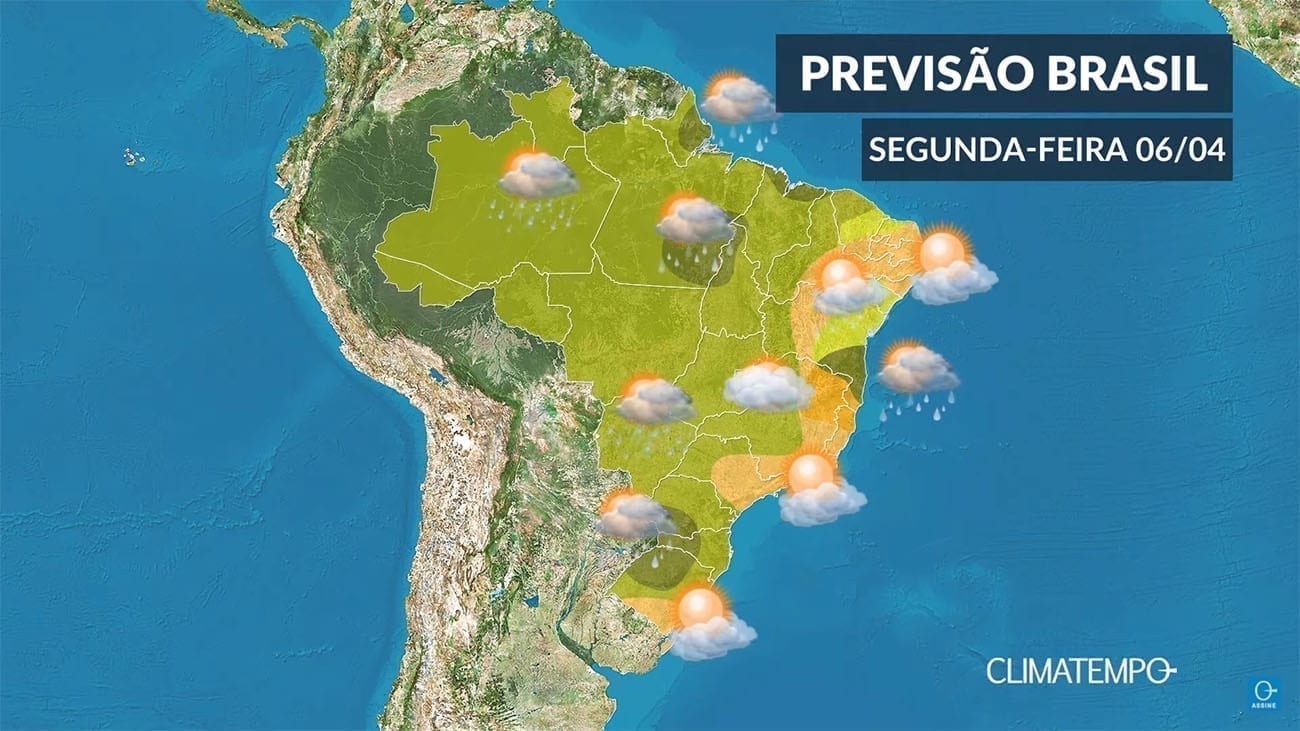 CLIMATEMPO 06 de abril, veja a previsão do tempo em todo o Brasil