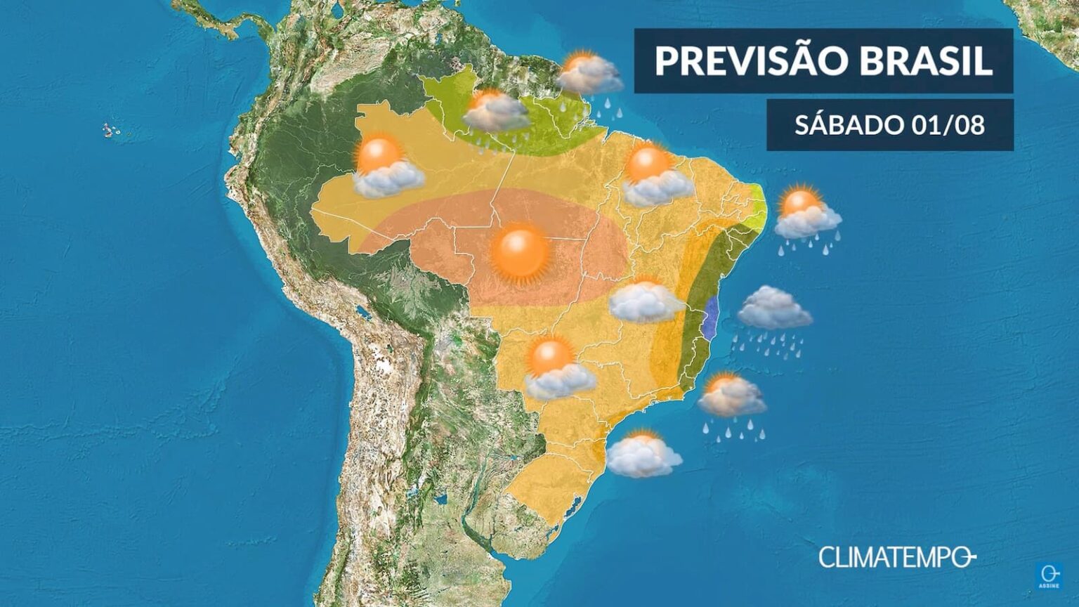 CLIMATEMPO 1º de agosto, veja a previsão do tempo no Brasil