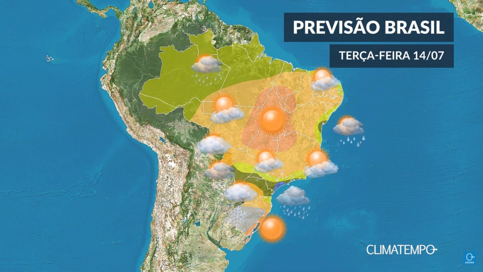 Previsão do tempo 14 de julho, veja a previsão do tempo no Brasil