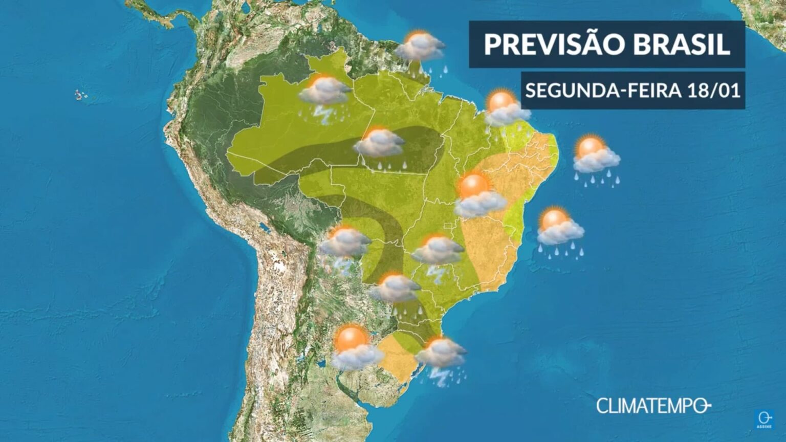 Veja a previsão do tempo para amanhã, 18 de janeiro 2021, no Brasil