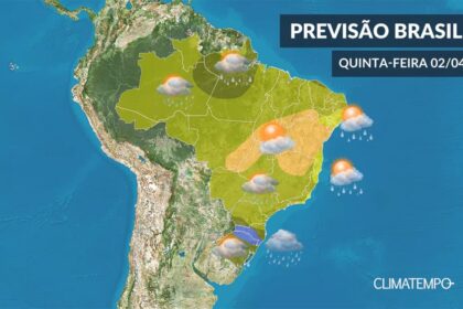 CLIMATEMPO 02 de abril, veja a previsão do tempo em todo o Brasil