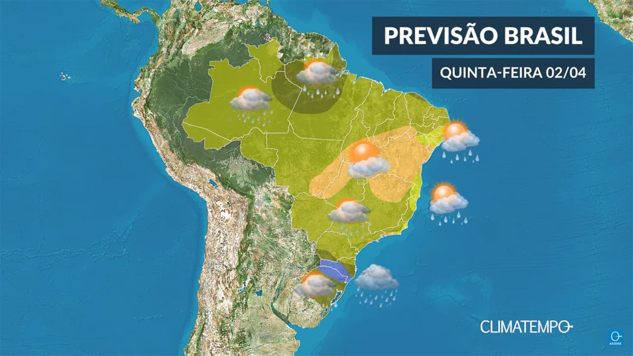 CLIMATEMPO 02 de abril, veja a previsão do tempo em todo o Brasil