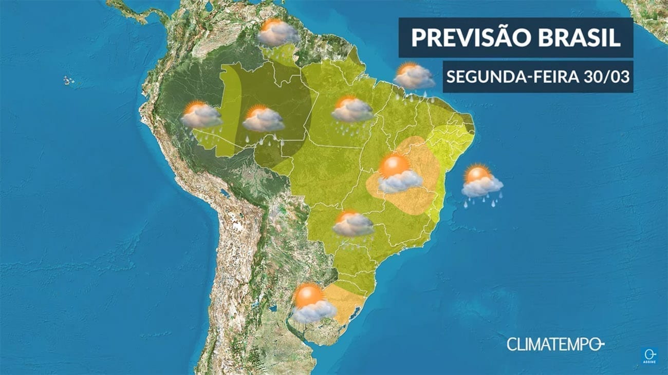 CLIMATEMPO 30 de março, veja a previsão do tempo no Brasil