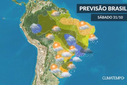 Previsão do tempo dia 31 de outubro de 2020 em todo o Brasil