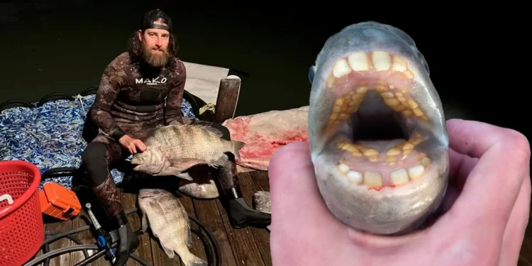 Peixe com dentes humanos e maior peso, pescador bate recorde mundial