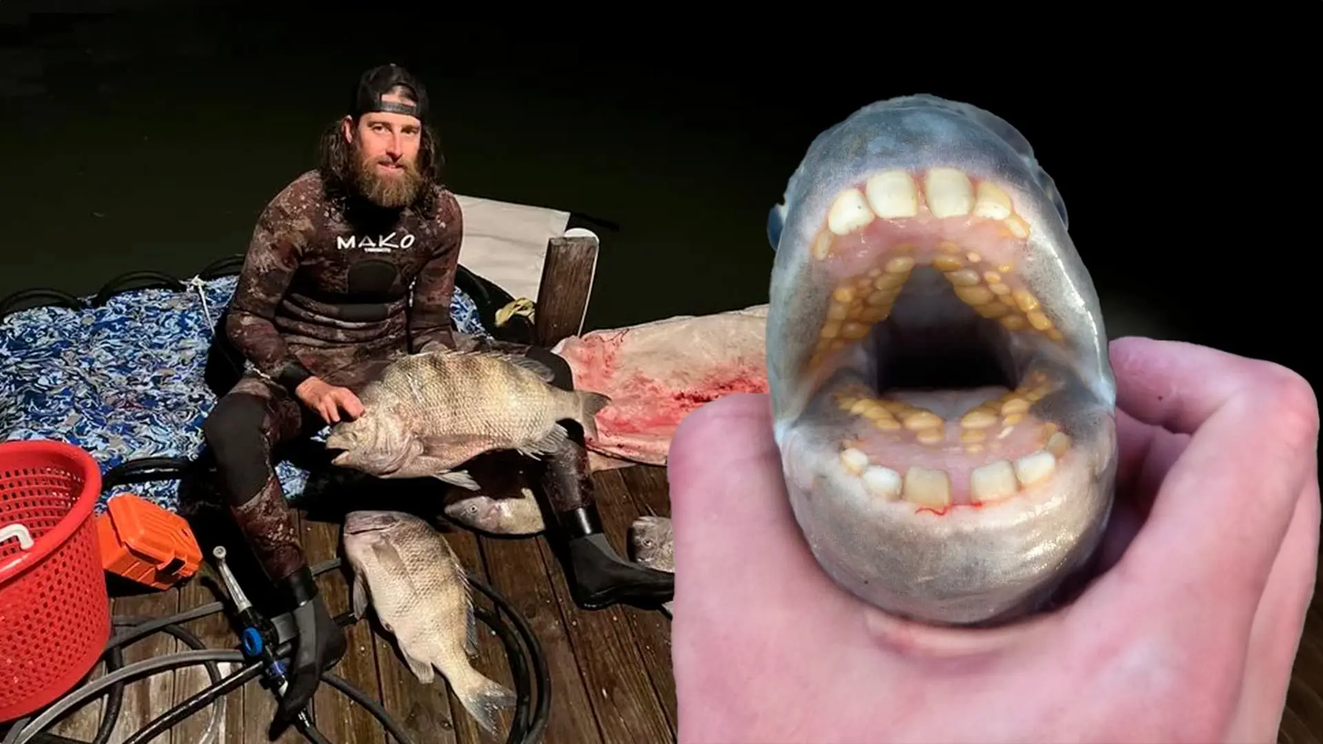 Peixe com dentes humanos e maior peso, pescador bate recorde mundial