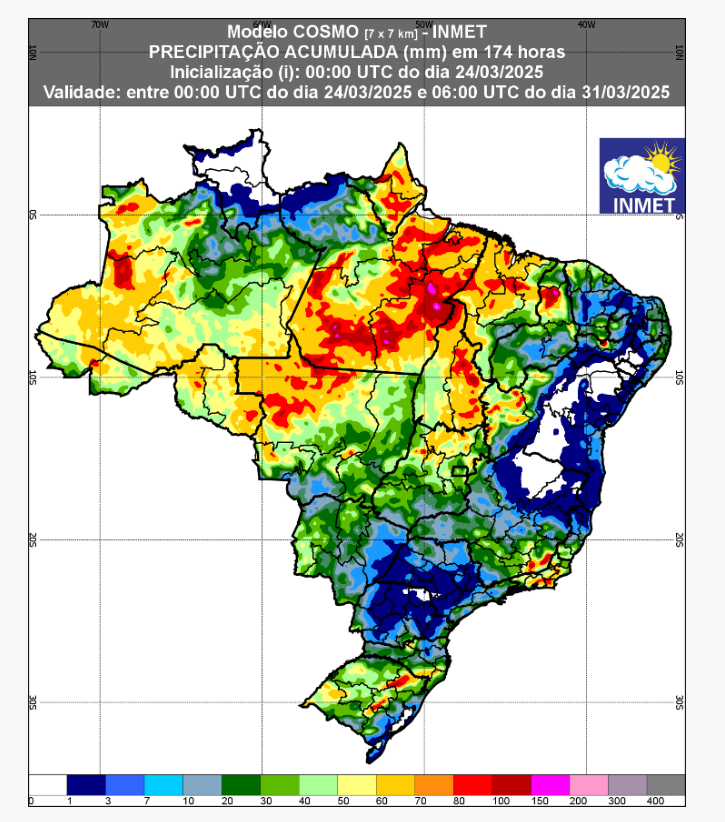 Confira a previsão do tempo entre 24 à 31 de março